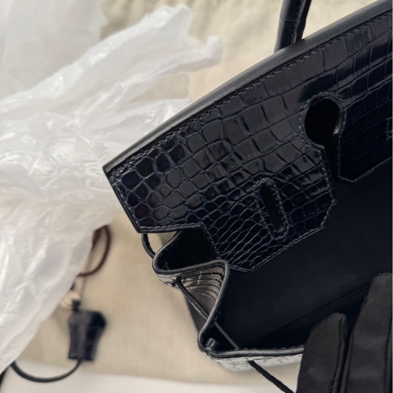 【Hermès Birkin 30 深海藍 倒V鱷魚｜銀扣｜M刻】-15