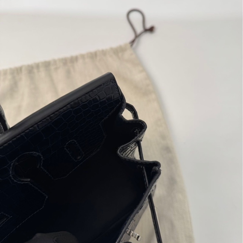 【Hermès Birkin 30 深海藍 倒V鱷魚｜銀扣｜M刻】-16
