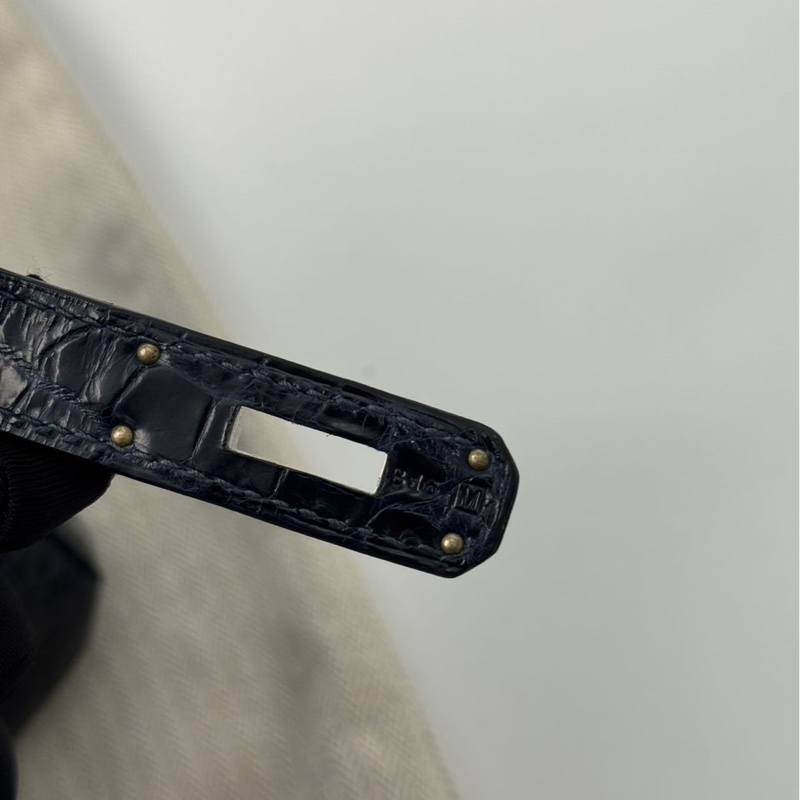 【Hermès Birkin 30 深海藍 倒V鱷魚｜銀扣｜M刻】-17