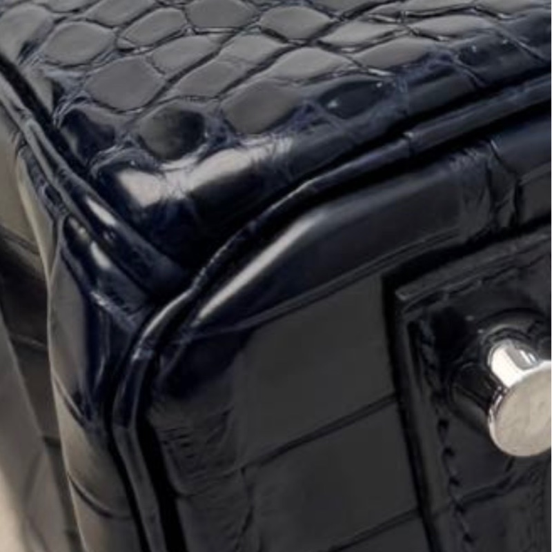 【Hermès Birkin 30 深海藍 倒V鱷魚｜銀扣｜M刻】-20