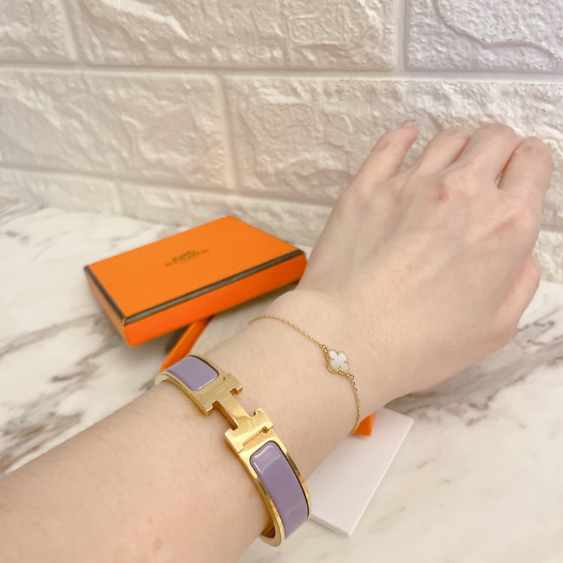 激甜近新熱銷款丁香紫/金配色✨愛馬仕 Hermès Clic H琺瑯手環-2