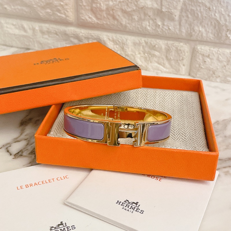 激甜近新熱銷款丁香紫/金配色✨愛馬仕 Hermès Clic H琺瑯手環-10