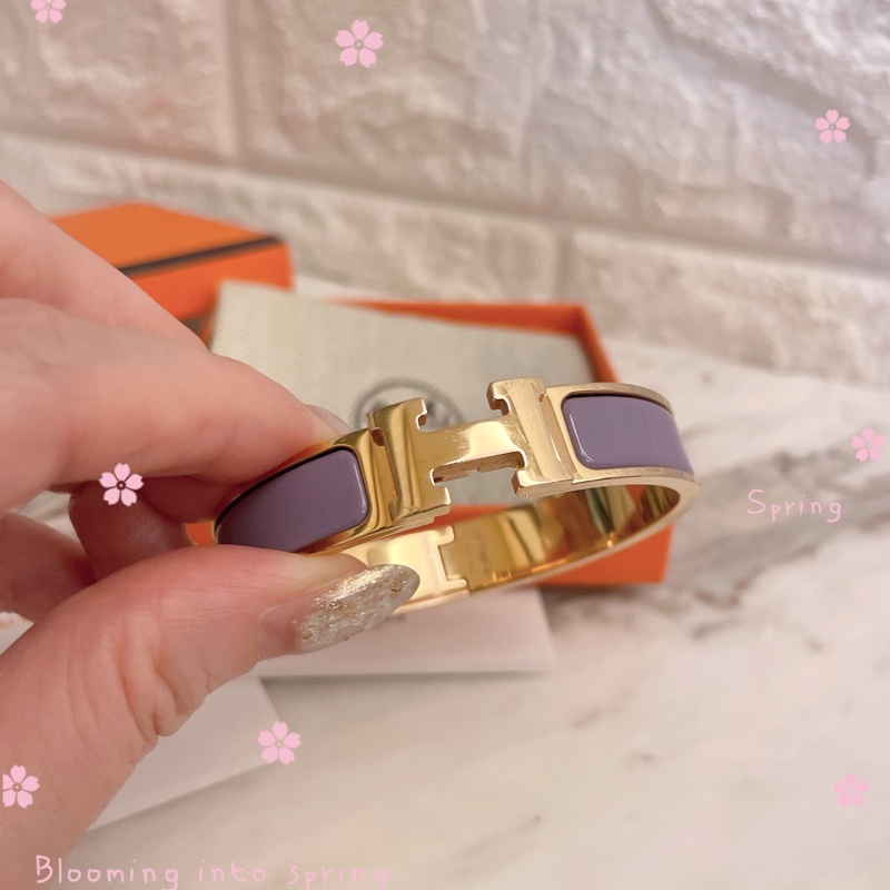 激甜近新熱銷款丁香紫/金配色✨愛馬仕 Hermès Clic H琺瑯手環-16