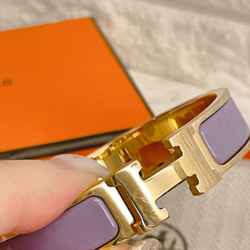 激甜近新熱銷款丁香紫/金配色✨愛馬仕 Hermès Clic H琺瑯手環-21