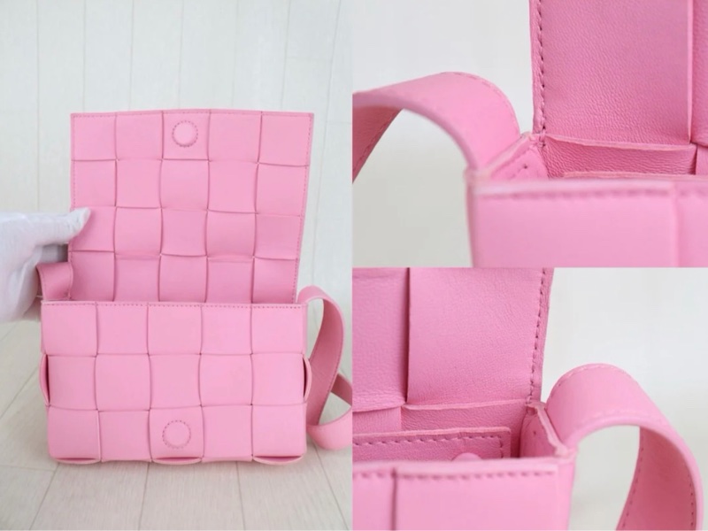 「JL精品代購」98新 BV 粉色 編織 斜背包-8