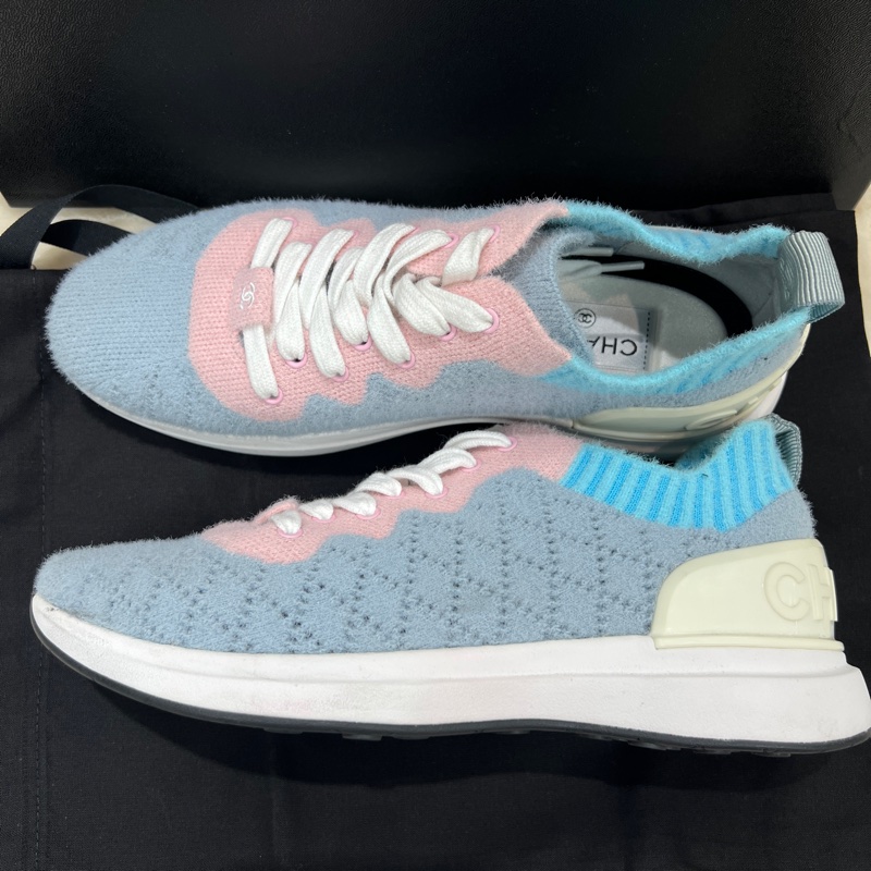 chanel  Multicolor CC Mixed Fabrics Knit Sneakers。XC024-2