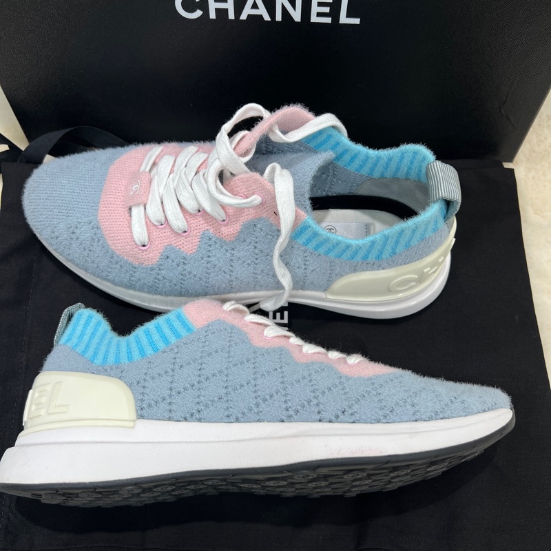 chanel  Multicolor CC Mixed Fabrics Knit Sneakers。XC024-3