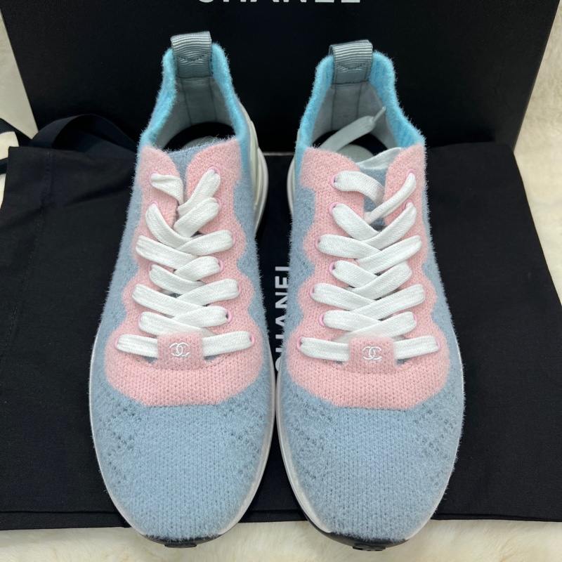 chanel  Multicolor CC Mixed Fabrics Knit Sneakers。XC024-5