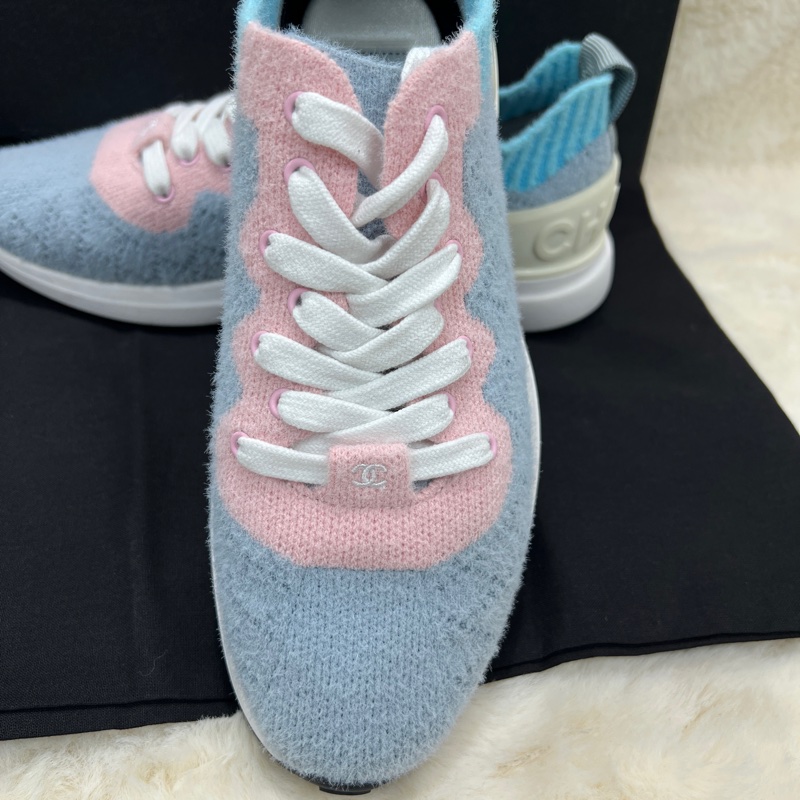 chanel  Multicolor CC Mixed Fabrics Knit Sneakers。XC024-6