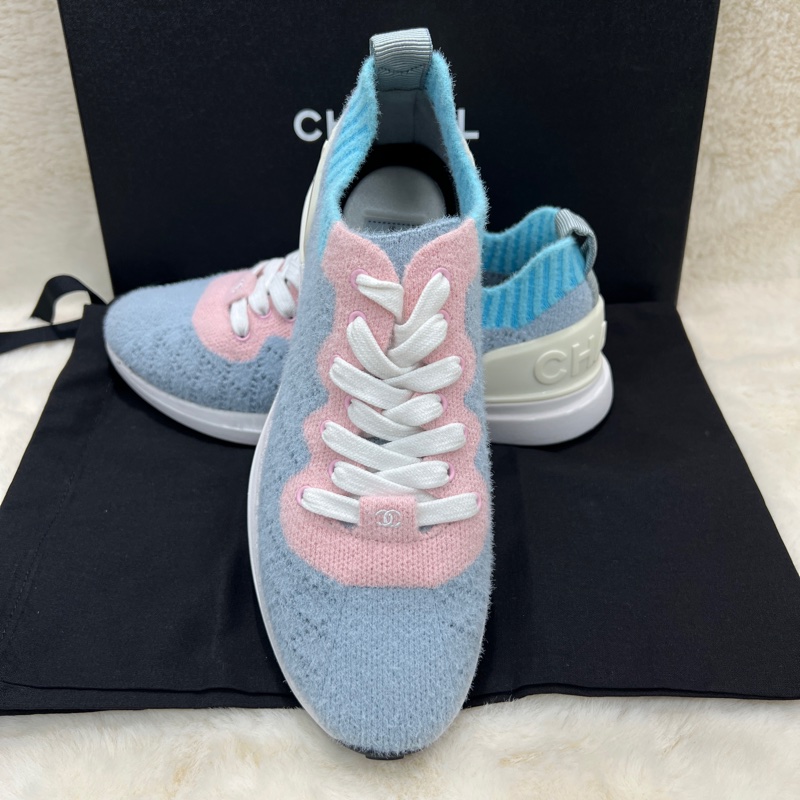 chanel  Multicolor CC Mixed Fabrics Knit Sneakers。XC024-7