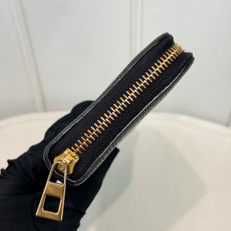 LOEWE 黑色格紋拉鍊長夾 XC432-6