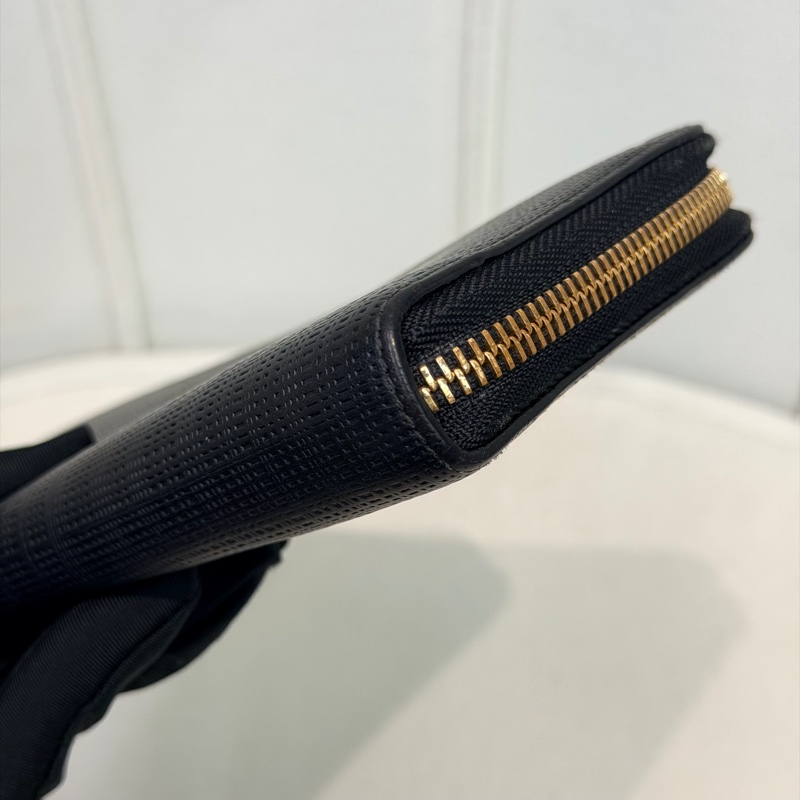 LOEWE 黑色格紋拉鍊長夾 XC432-7