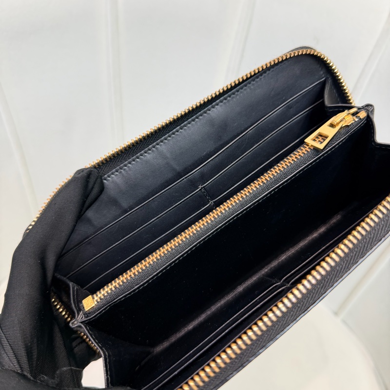 LOEWE 黑色格紋拉鍊長夾 XC432-11