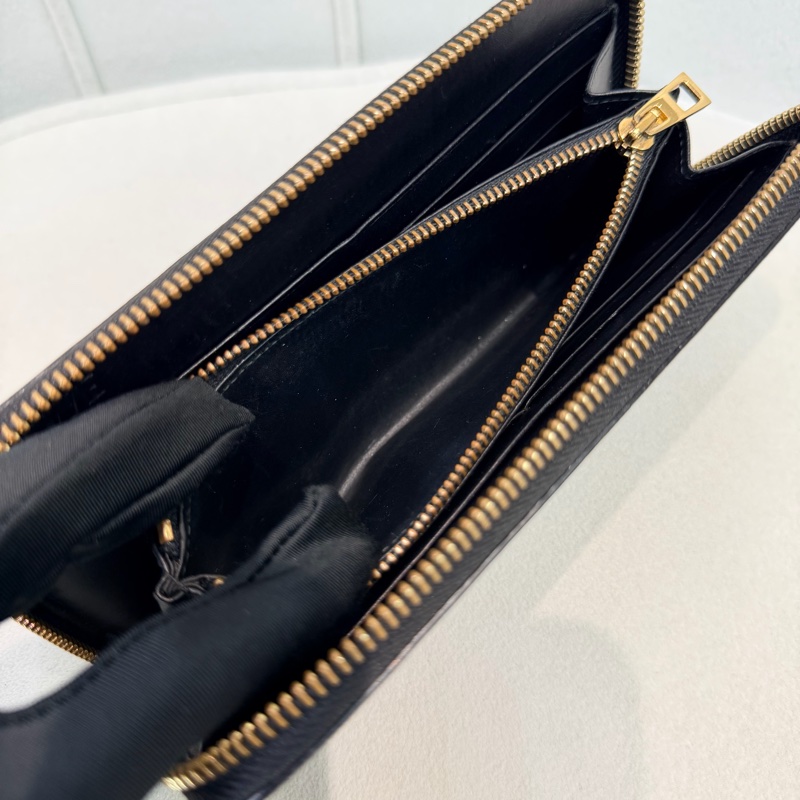 LOEWE 黑色格紋拉鍊長夾 XC432-14