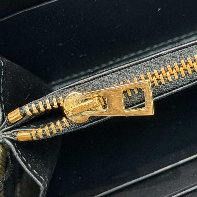 LOEWE 黑色格紋拉鍊長夾 XC432-20