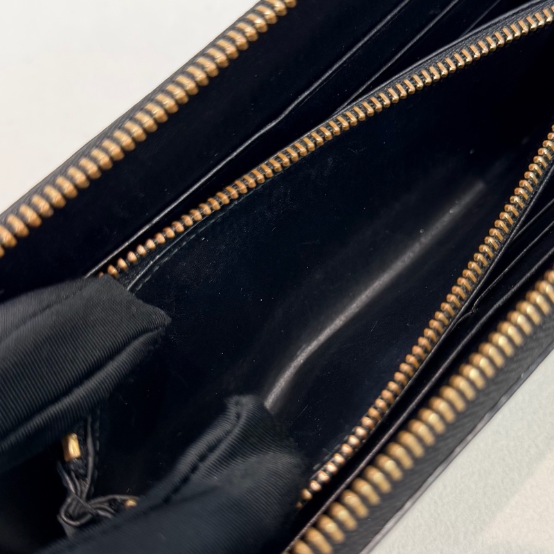 LOEWE 黑色格紋拉鍊長夾 XC432-23