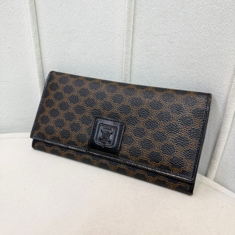 CELINE 凱旋門黑花長夾 XA059
