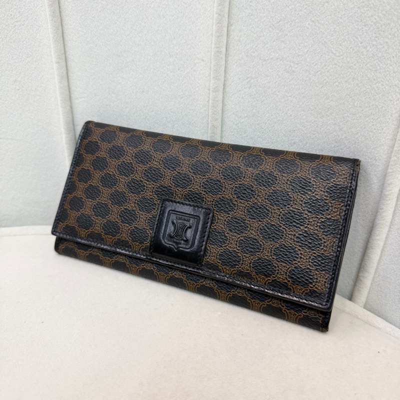 CELINE 凱旋門黑花長夾 XA059-0