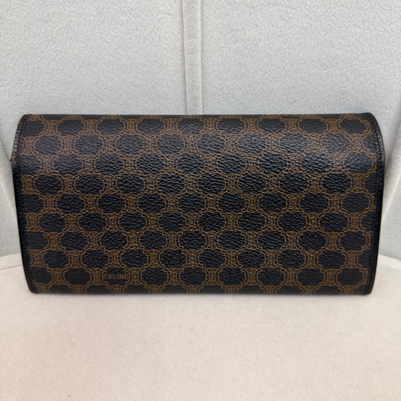 CELINE 凱旋門黑花長夾 XA059-2