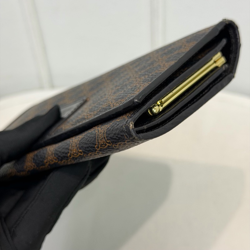 CELINE 凱旋門黑花長夾 XA059-5