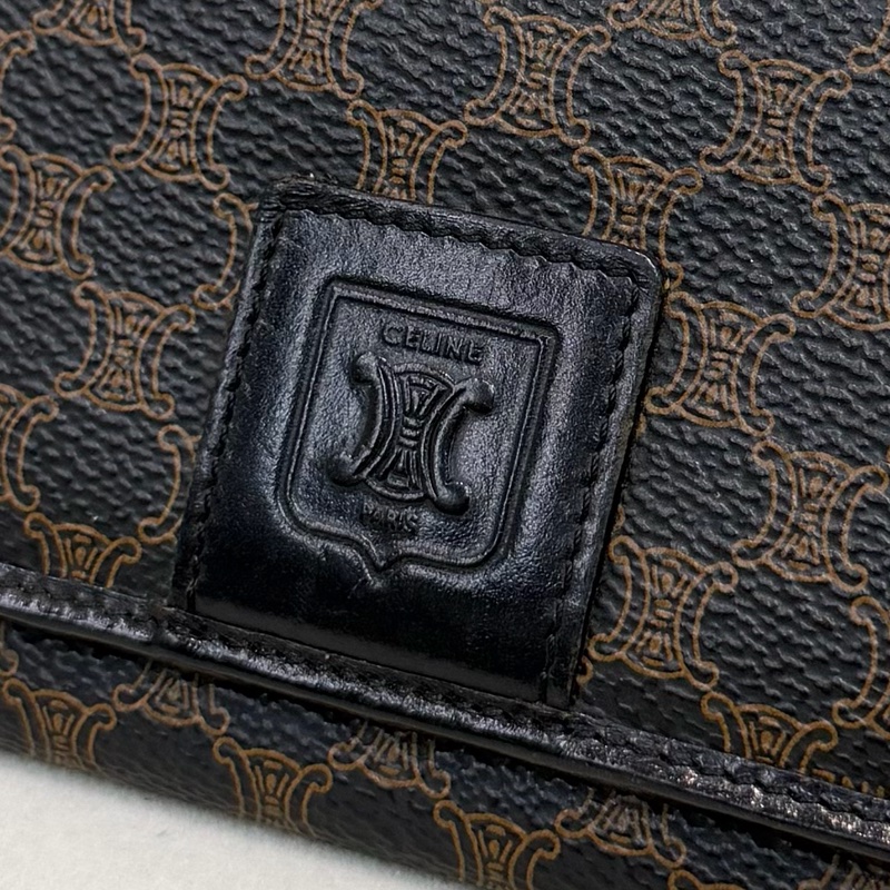 CELINE 凱旋門黑花長夾 XA059-20