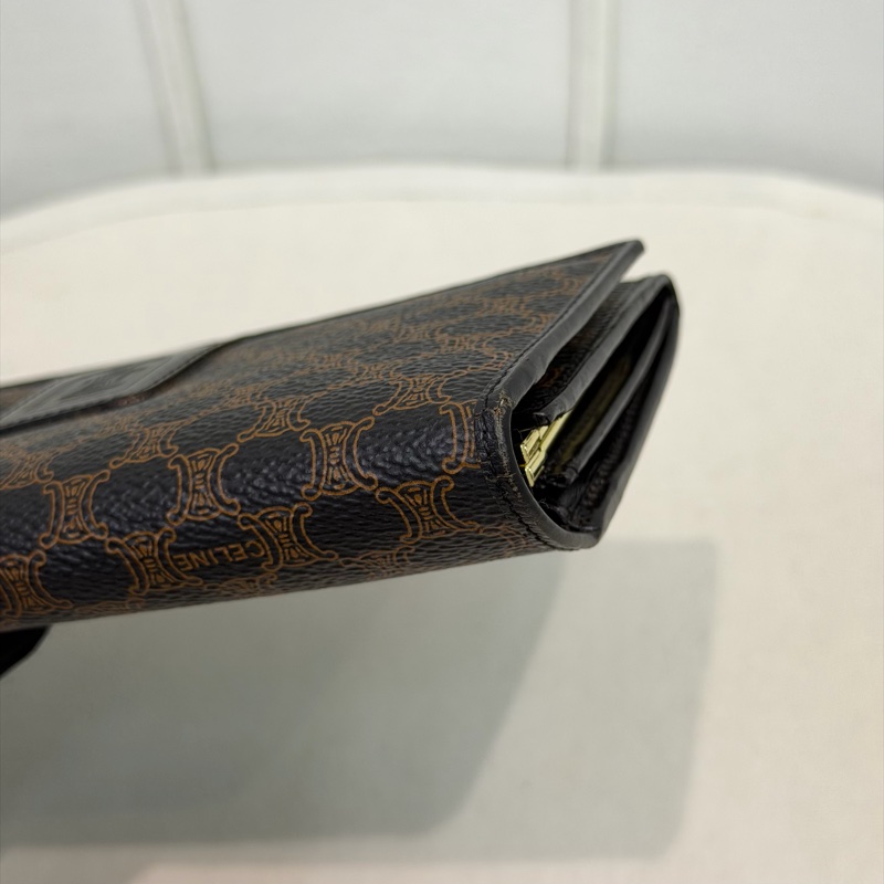 CELINE 凱旋門黑花長夾 XA059-27
