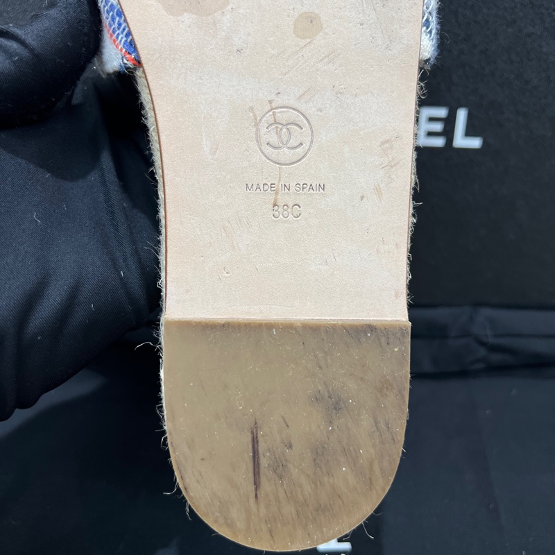 CHANEL Tweed Espadrille Slip On Sandals.      XC025-34