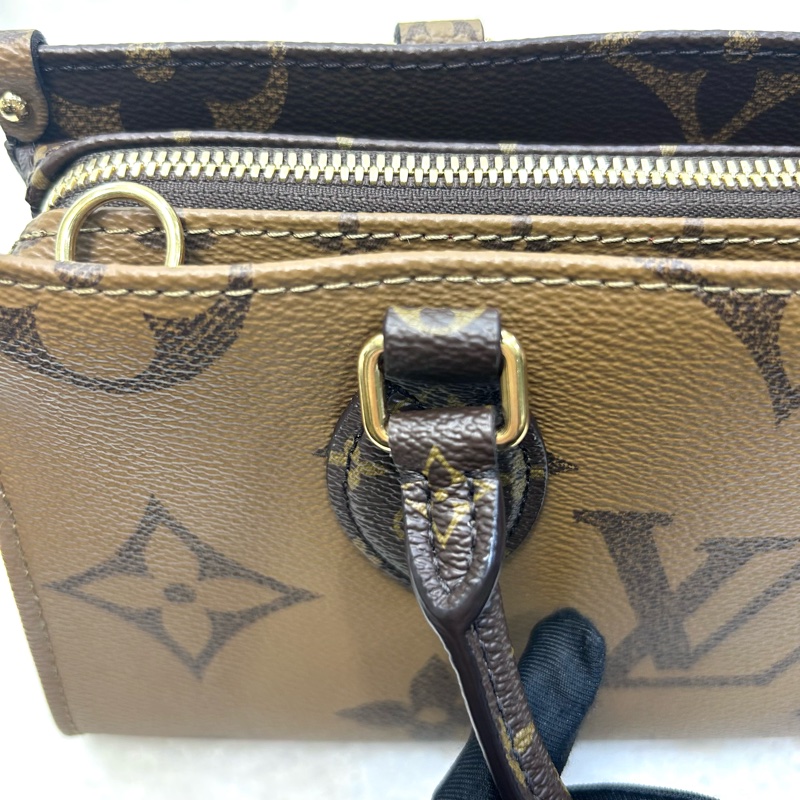 LV 路易威登原花雙色OnTheGo East West 橫版托特包寬背帶手提斜背包M46653-35