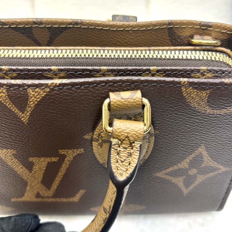 LV 路易威登原花雙色OnTheGo East West 橫版托特包寬背帶手提斜背包M46653-36