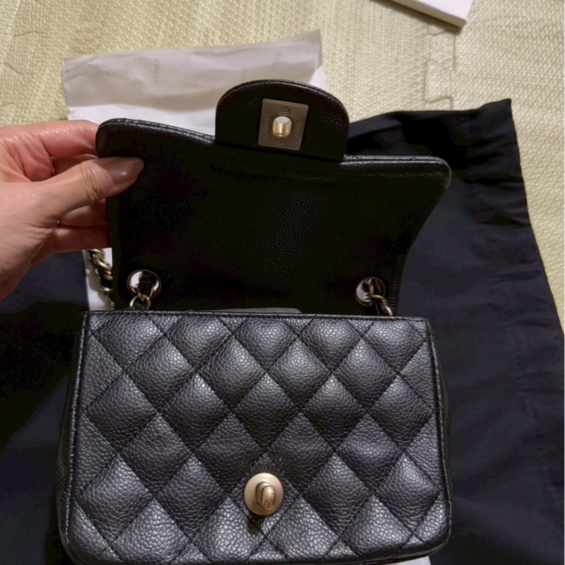 香奈兒 Chanel 絕版牛皮荔枝方胖 20開-1