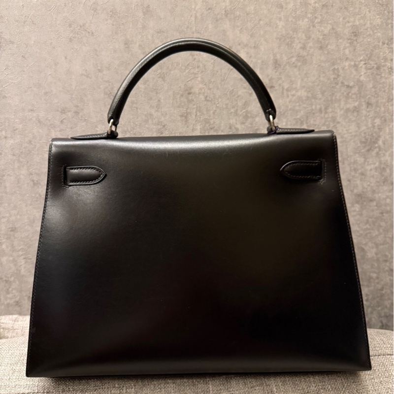 ✨【Hermès Kelly 32 外縫 BOX 黑銀｜框B刻經典老件】✨-2