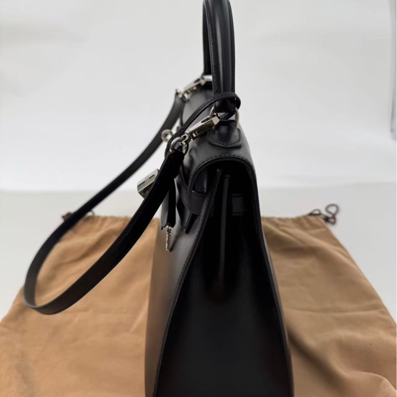 ✨【Hermès Kelly 32 外縫 BOX 黑銀｜框B刻經典老件】✨-6