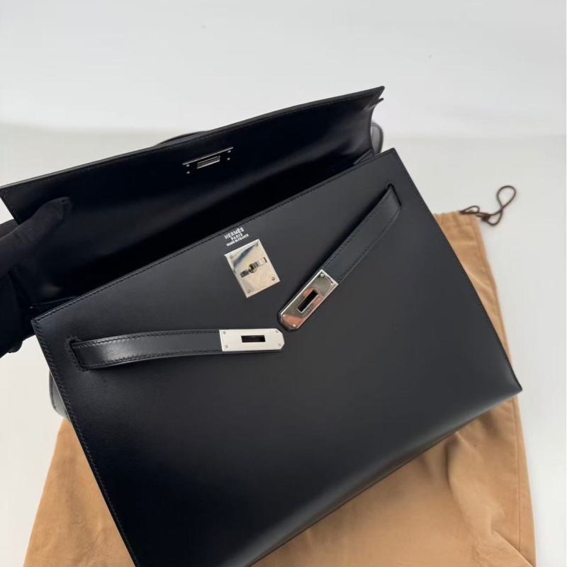 ✨【Hermès Kelly 32 外縫 BOX 黑銀｜框B刻經典老件】✨-7