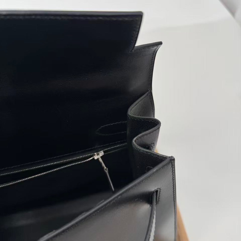 ✨【Hermès Kelly 32 外縫 BOX 黑銀｜框B刻經典老件】✨-9