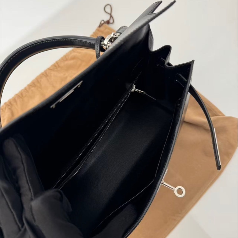 ✨【Hermès Kelly 32 外縫 BOX 黑銀｜框B刻經典老件】✨-10