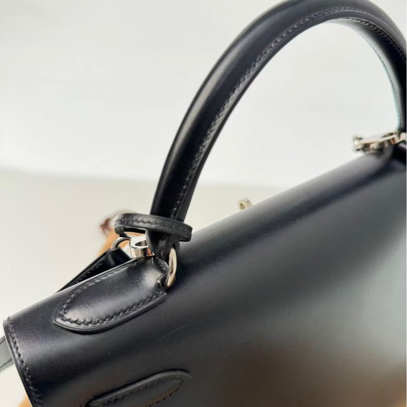 ✨【Hermès Kelly 32 外縫 BOX 黑銀｜框B刻經典老件】✨-11