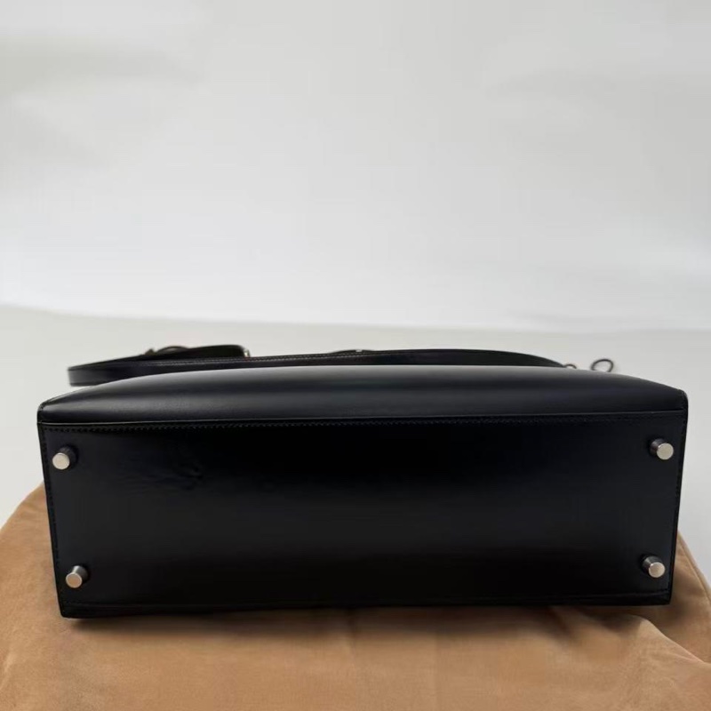 ✨【Hermès Kelly 32 外縫 BOX 黑銀｜框B刻經典老件】✨-15