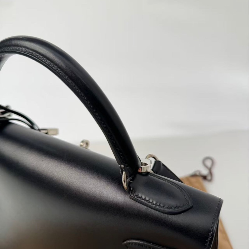 ✨【Hermès Kelly 32 外縫 BOX 黑銀｜框B刻經典老件】✨-18