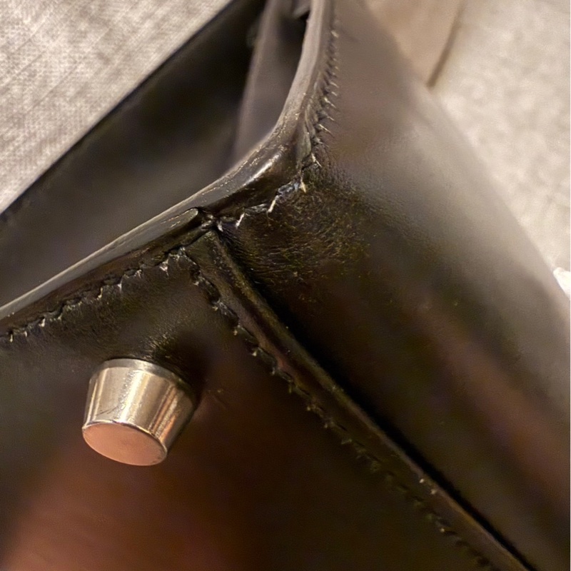 ✨【Hermès Kelly 32 外縫 BOX 黑銀｜框B刻經典老件】✨-20