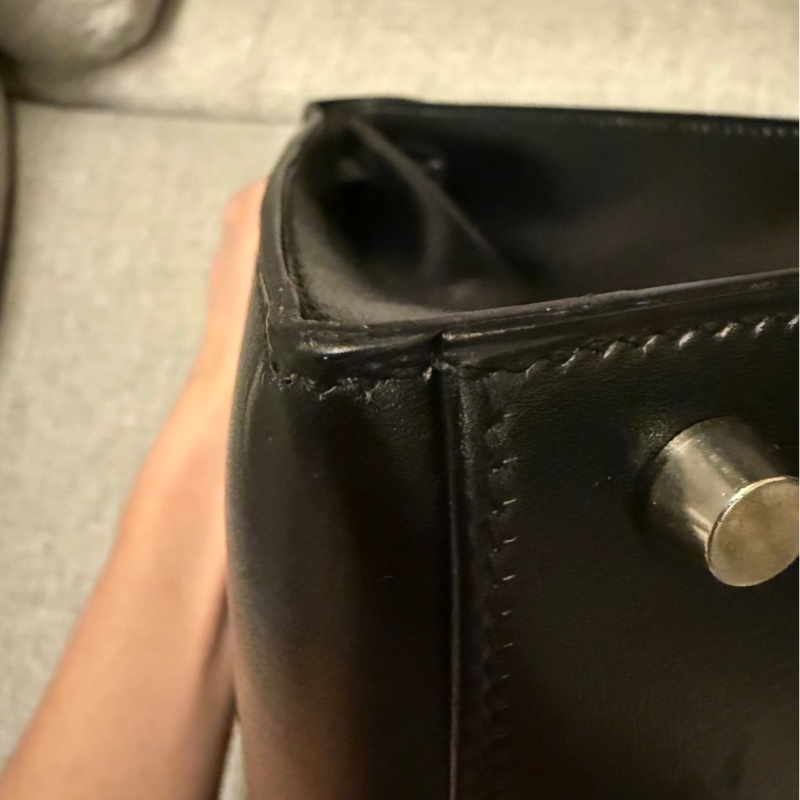 ✨【Hermès Kelly 32 外縫 BOX 黑銀｜框B刻經典老件】✨-21