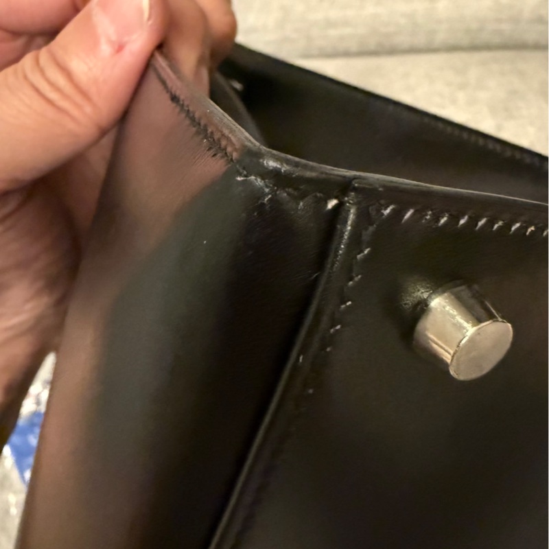 ✨【Hermès Kelly 32 外縫 BOX 黑銀｜框B刻經典老件】✨-23
