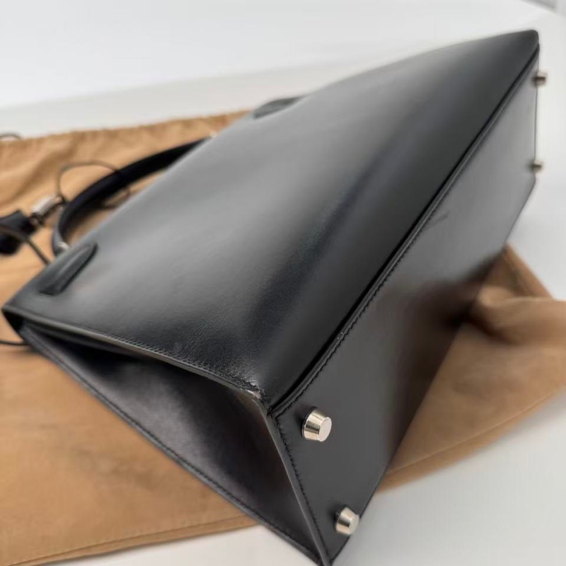 ✨【Hermès Kelly 32 外縫 BOX 黑銀｜框B刻經典老件】✨-25