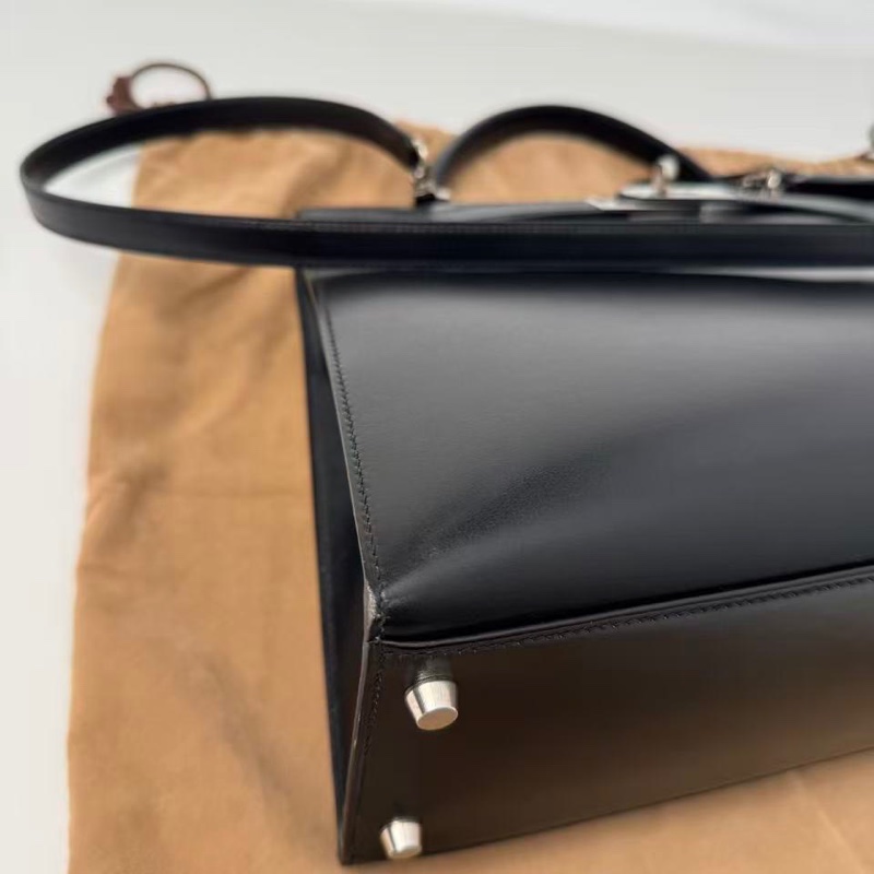 ✨【Hermès Kelly 32 外縫 BOX 黑銀｜框B刻經典老件】✨-26