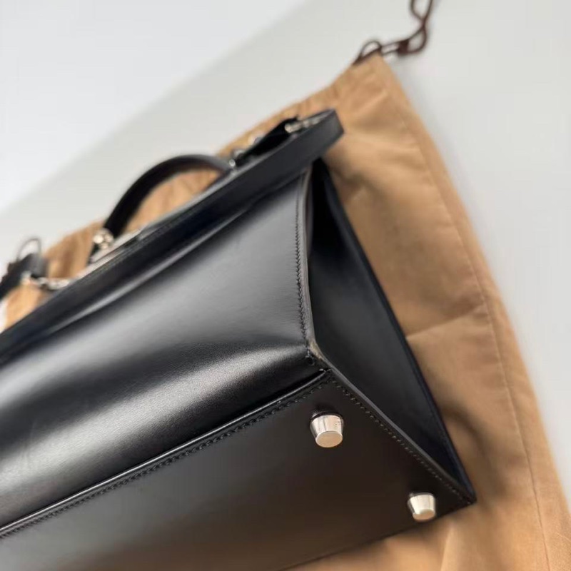 ✨【Hermès Kelly 32 外縫 BOX 黑銀｜框B刻經典老件】✨-27