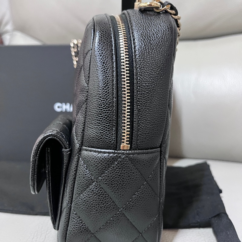 Chanel荔枝黑金小書包 台灣購證 大全配-1