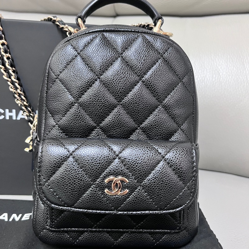Chanel荔枝黑金小書包 台灣購證 大全配-5
