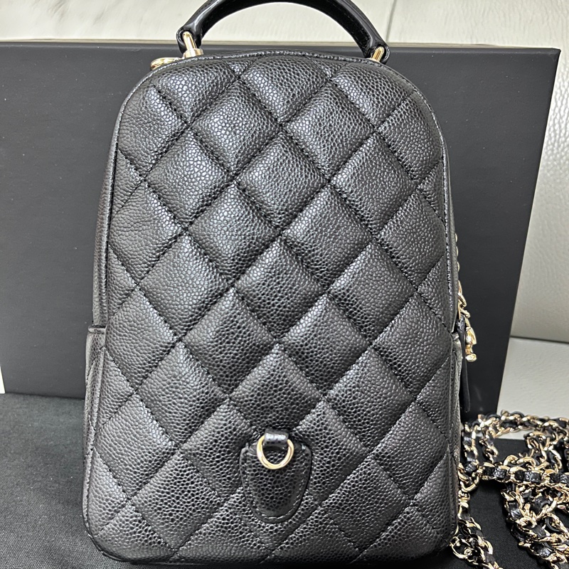 Chanel荔枝黑金小書包 台灣購證 大全配-6