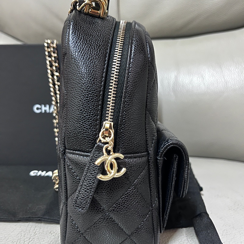 Chanel荔枝黑金小書包 台灣購證 大全配-12