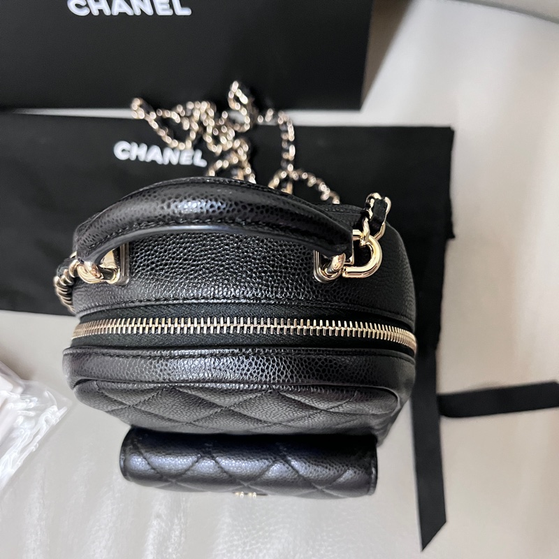 Chanel荔枝黑金小書包 台灣購證 大全配-13