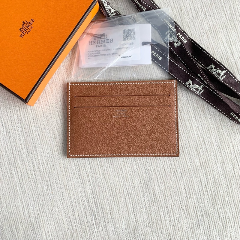🌷極品帶吊牌! Hermes 愛馬仕Evercol Citizen Twill 卡包 金棕-0
